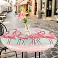 thumbnail image 3 of Pink Flamingos Lake Elastic Fitted Round Table Cover Vintage Bird Waterproof Outdoor Tablecloth for Holiday Party, Picnic, Patio & Dining Fits Tables Up to 45"-54", 3 of 8
