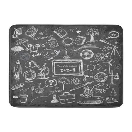 - KDAGR Chalkboard Back to School Big Doodles on Blackboard Classroom Doormat Floor Rug Bath Mat 30x18 inch