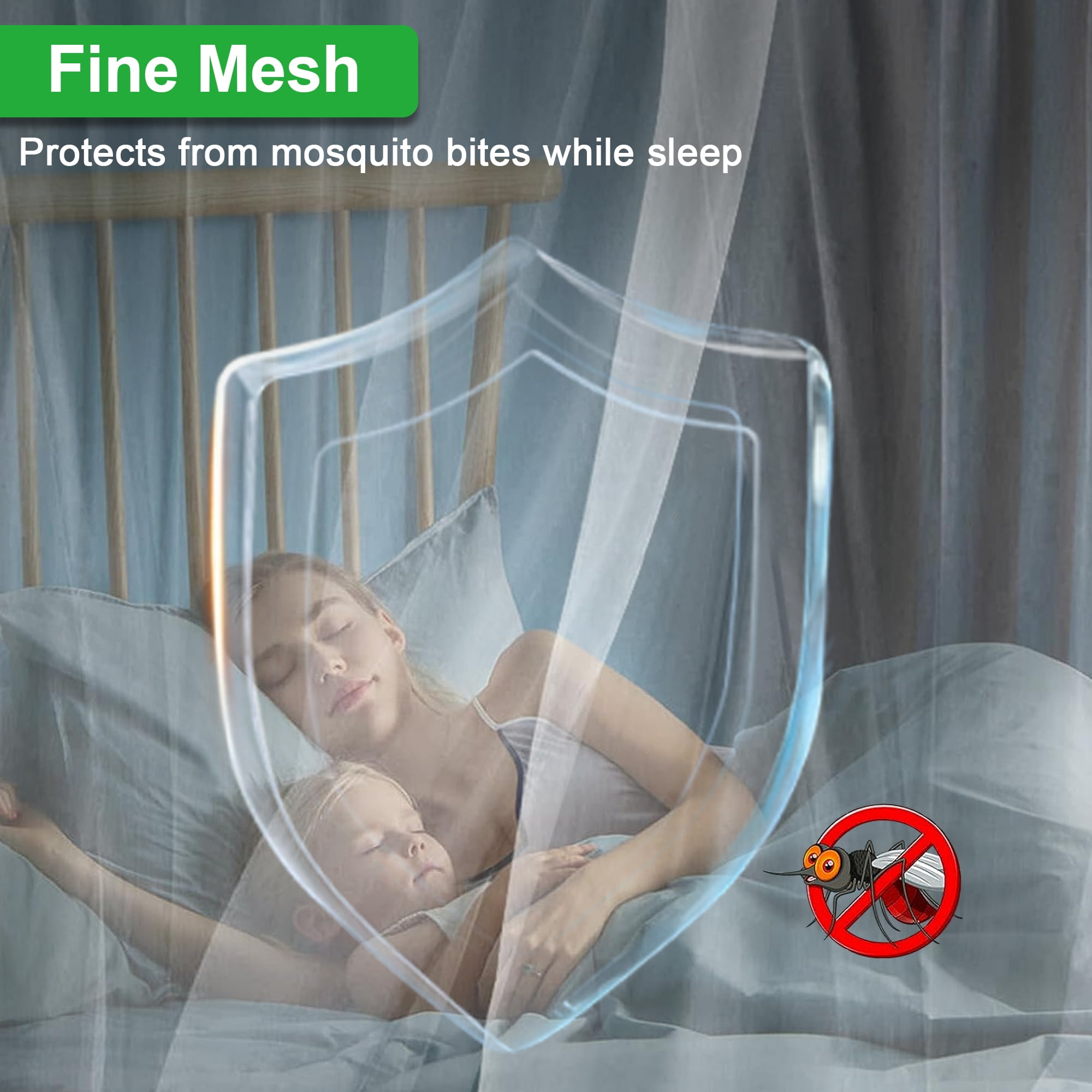 TSV Large Mosquito Net, Full Size Bed Canopy, Princess Round Sheer Hanging Netting, White