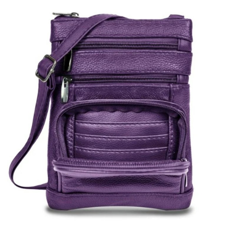 Krediz Genuine Leather Cross Body Handbag Plus Size - Super Soft Adjustable  Shoulder Bag for Women - Purple