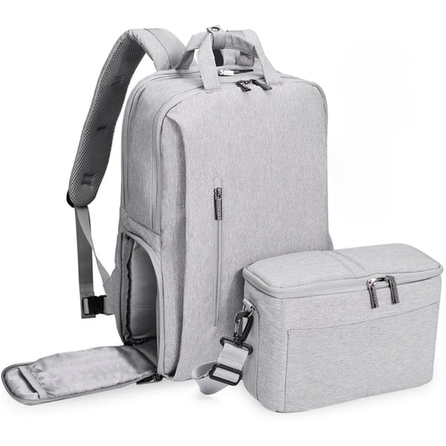 Tignapoo Cwatcun L5 Sac à Dos Appareil Photo Reflex Numérique Gris Clair Imperméable avec Design Antichoc, Grande Capacité pour Appareil Photo, Ordinateur Portable, Trépied et Accessoires, Sac à Bandoulière de Voyage