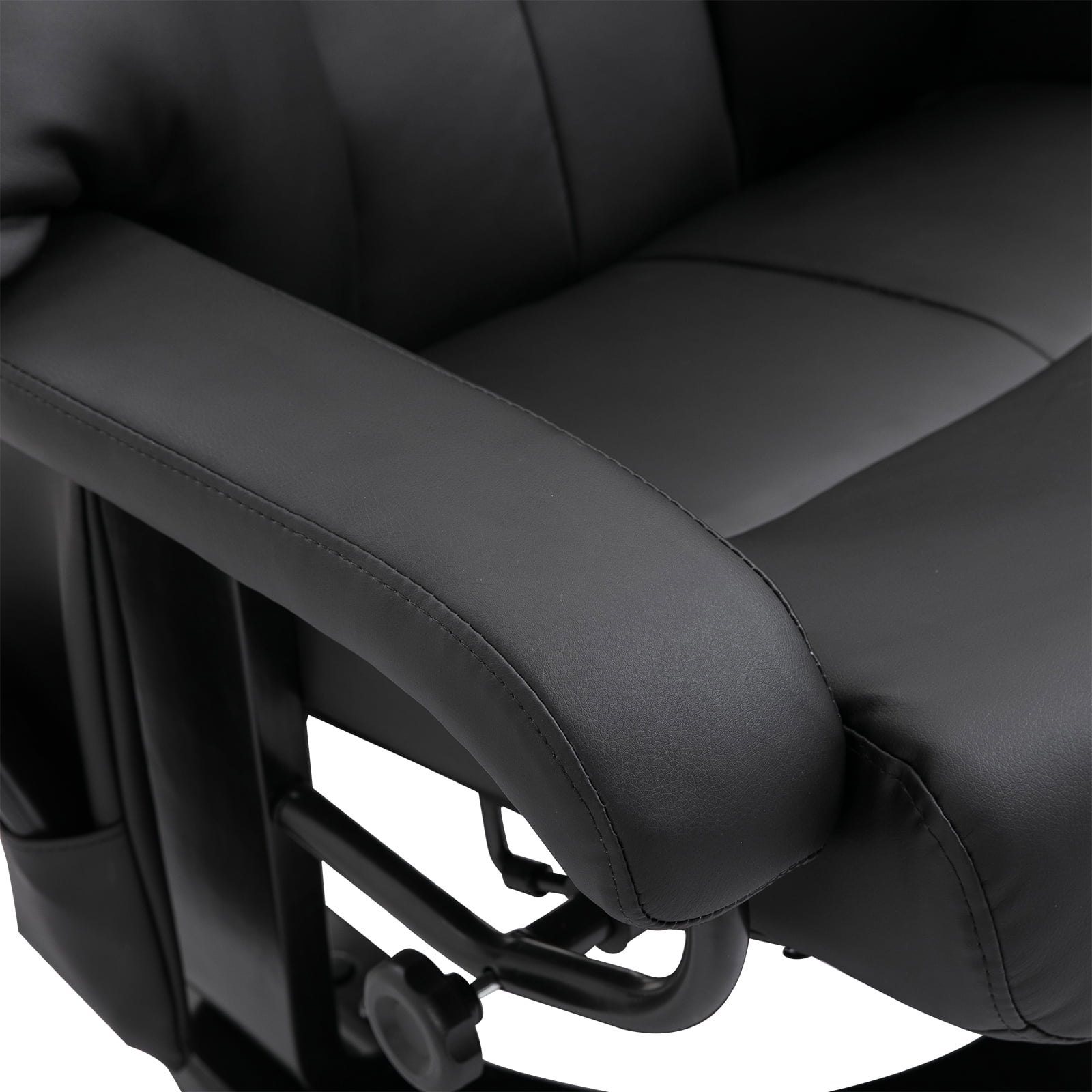 HOMCOM Massage Recliner Chair with Ottoman, 360° Swivel Recliner and Footstool, 10 Point Vibration, PU Leather Reclining Chair with Side Pocket and Remote Control, Black