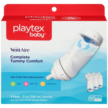 Playtex Baby VentAire Advanced Wide Baby Bottles - 9oz, 3pk