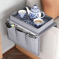 thumbnail image 7 of Sofa Armrest Organizer with Cup Holder Tray, Chair Arm TV Remote Holder for Recliner Couch, Armchair Caddy Bedside Storage Pockets Bag for Cellphone Tablet Books Drinks, 7 of 7
