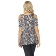 thumbnail image 3 of White Mark Short Sleeve Cold Shoulder Snake Print Tunic Top, Women's, S-XL, 3 of 6