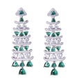 thumbnail image 3 of Green Chandelier 925 Sterling Silver Cubic Zirconia Green Embellished Dangler Drop Pattern Earrings Minimalist Handmade Gift, 3 of 7