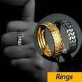 thumbnail image 3 of Unisex Metal Geometric Carved Tire Ring, Electroplated Design, Unique Automotive Style Gift for Car Enthusiasts, 3 of 10
