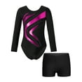 thumbnail image 2 of Aislor Kids Gymnastics Leotards Outfits Sparkly Ballet Bodysuit with Shorts Athletic Dance Set Size 4-14 Hot Pink 14, 2 of 7