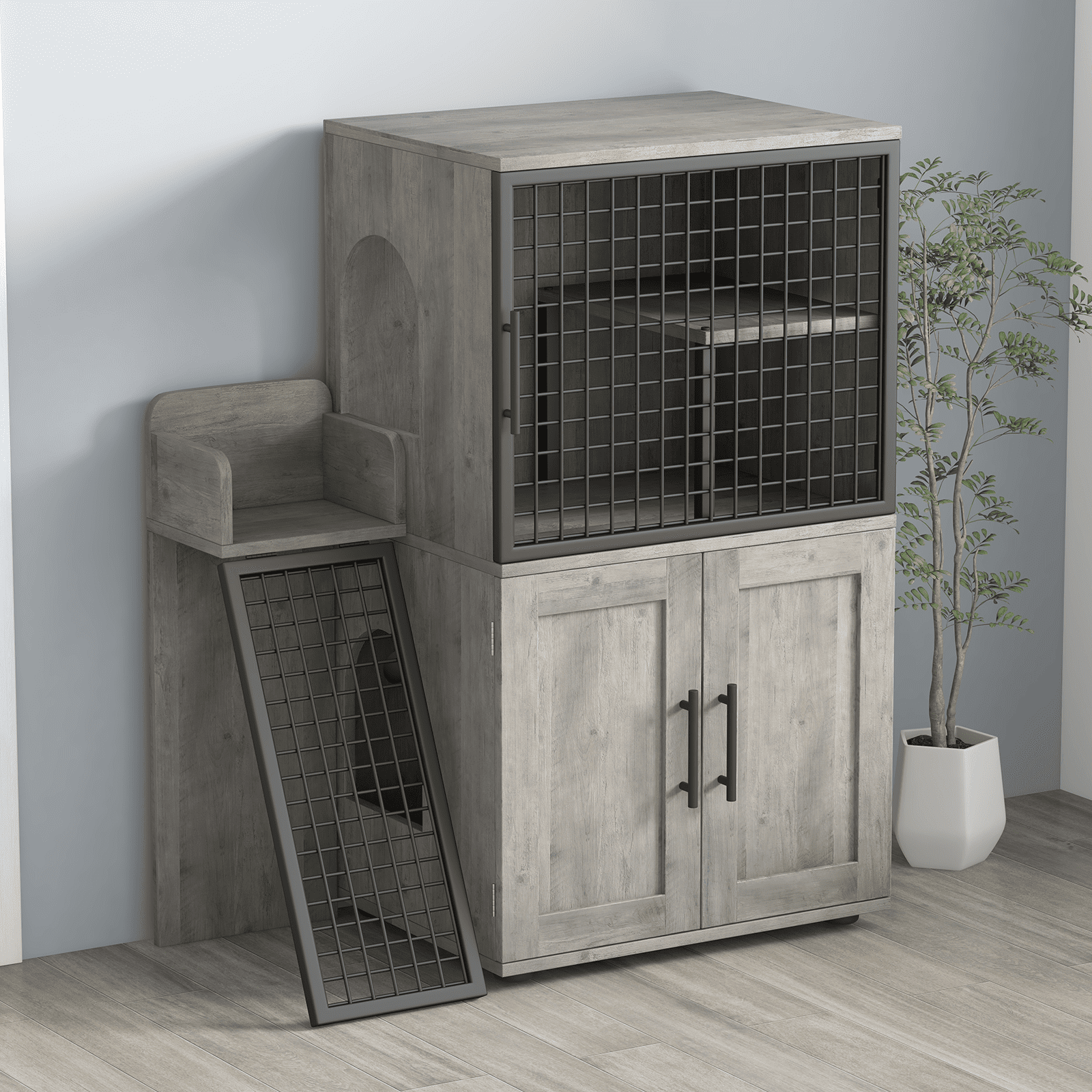 Cat Litter Box Enclosure Furniture - Hidden Litter Box Cabinet with Top Platform