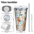 thumbnail image 4 of 16oz Tumblers Pioneer Flower Floral Print Pattern Stainless Steel Vacuum Insulated Double Wall Travel Tumbler Cups Mug with Lid and Straw,Cleaning Brush for Coffee,Tea, 4 of 4