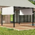 thumbnail image 4 of YYAo 10 x 10 ft Flat Top Pergola with Retractable Canopy for Garden Pool Porch and Backyard-Gray, 4 of 10