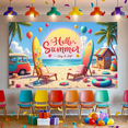 thumbnail image 5 of Colorful Design Summer Beach Banner Vibrant Surfboards Palm Trees Hello Summer for Outdoor Party Tropical Beach Event Vacation, 5 of 8