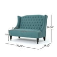 thumbnail image 4 of Teal Loveseat with Wingback Design & Diamond Tufting, Contemporary Furniture for Living Room or Bedroom, 4 of 9