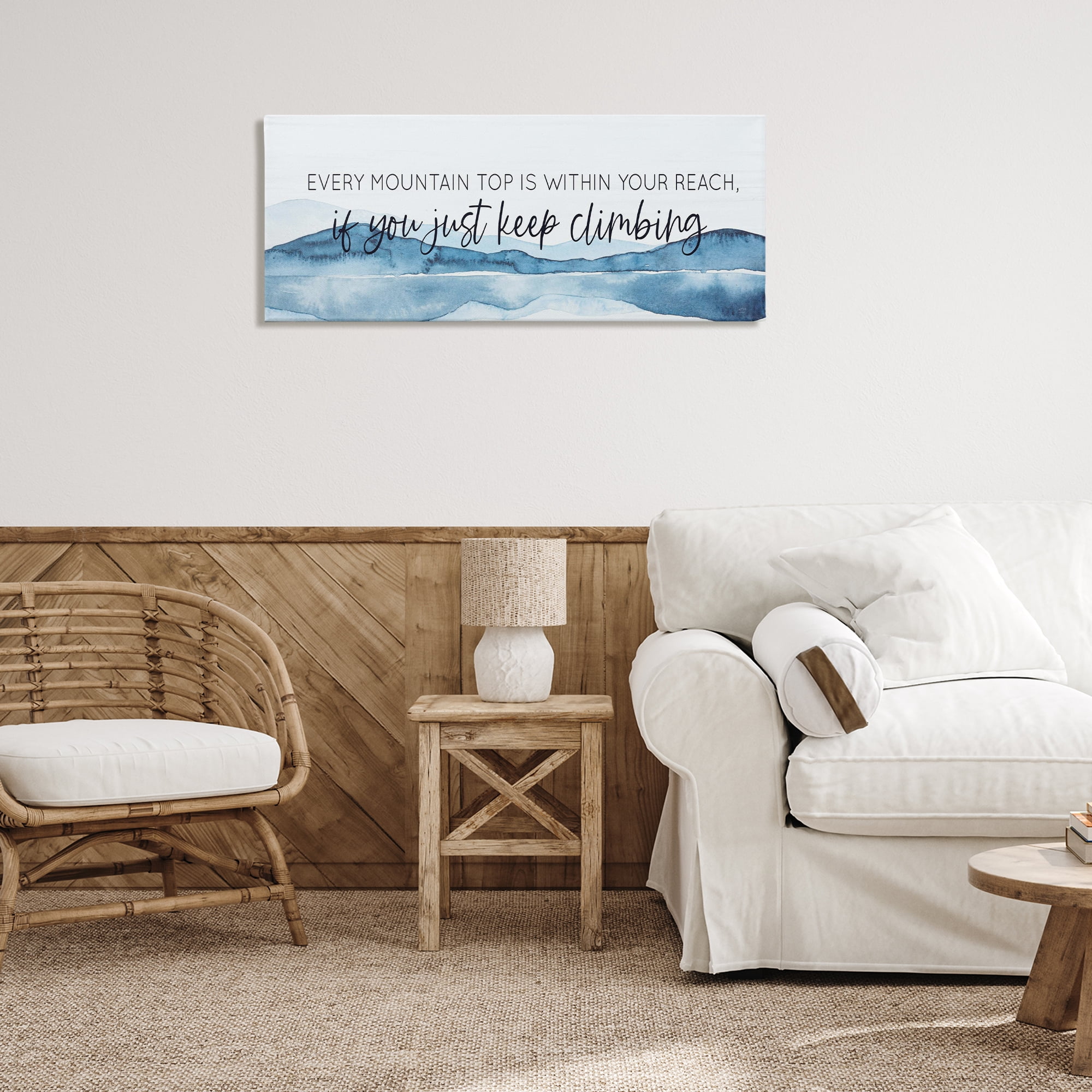 Stupell Industries Mountain Within Reach Text & Numbers Painting Wrapped Canvas Art Print Wall Art, 40 x 17