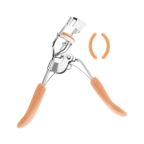 Rizador de pestañas de mango plano para mujeres Unique Bargains 1 Pc para viajes de negocios, acero al carbono ligero PS naranja claro