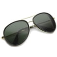 thumbnail image 4 of sunglassLA - Retro Matte Side Cover Flat Lens Two-Tone Metal Crossbar Aviator Sunglasses - 60mm, 4 of 4
