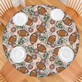 thumbnail image 2 of Light Pink Football and Flowers Pattern Round Fitted Tablecloth with Elastic Edge,Dining Table Cover Waterproof,Outdoor Round Tablecloth for Camping,Dining,Indoor and Outdoor, 2 of 7