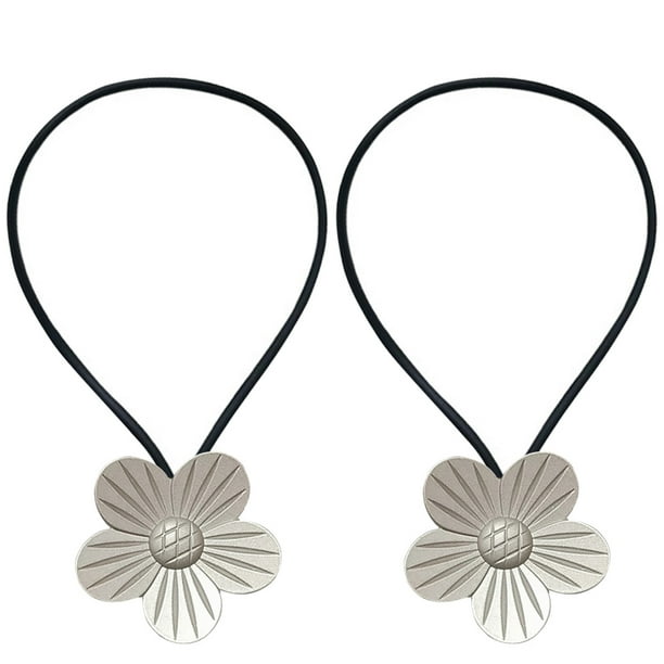 Corbata de cortina para ventana, cuerda decorativa de metal, cortina de flores, correa de adsorción para baño de oficina, plateado 2 Piezas seitruly HA002832-03