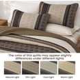 thumbnail image 5 of Queen Quilt Set Taupe, Striped Bedspread Queen Size Brown Bedding Sets 3 Pieces Micofiber Lightweight Quilts with 2 Pillow Shams Coverlet Bed Sets for Women Men 96''x90'', 5 of 14