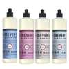 Mrs. Meyers Clean Day Liquid Dish Soap, 1 Pack Bluebell, 1 Pack Peony, 1 Pack Lavender, 1 Pack Snowdrop, 16 OZ each