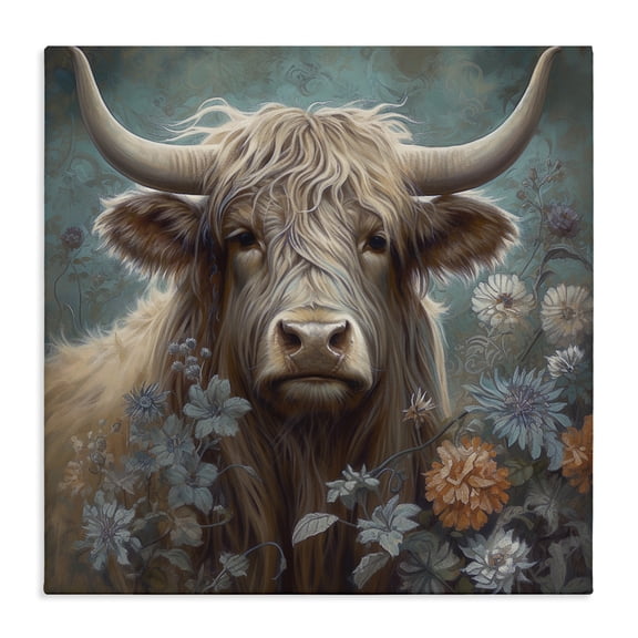 Stupell Industries Farmhouse Cattle & Mixed Florals Canvas Art, 30 x 30, by Steve Hunziker