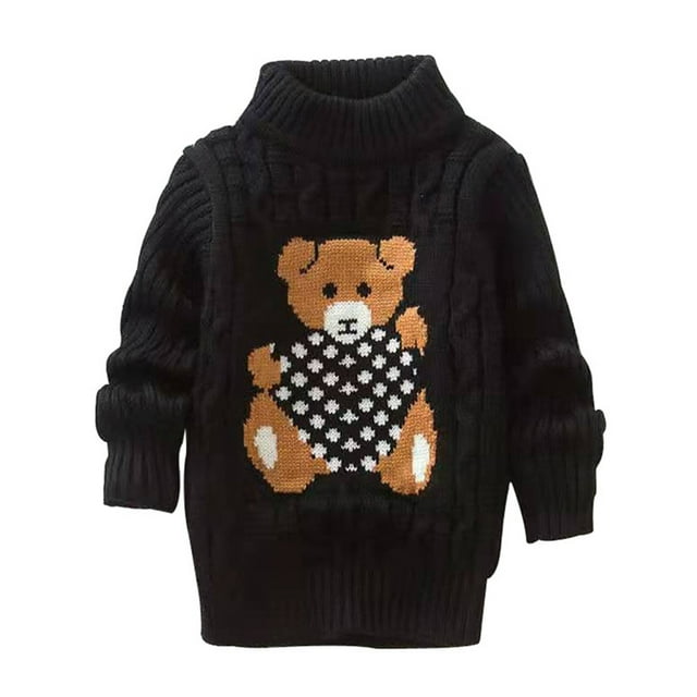Chandail d'Hiver pour Garçon Fille Cartoon Bear Tricoté Col Bas