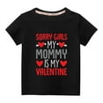 thumbnail image 2 of Zwiiyzr Kids Toddler Boys Girls Tee Shirts Trendy Cute Solid Color Round Neck Valentine'S Day Heart Print Short Sleeve Top for 3-10 Years Black, 2 of 5
