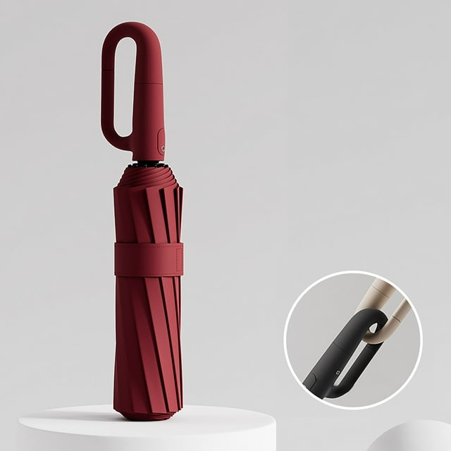 Parapluie Automatique Inversé Coupe-Vent avec Bande Réfléchissante, Design Pliable Portable pour Voyage, pour la Pluie et le Soleil, Durable, Compact, Léger, Usage Extérieur