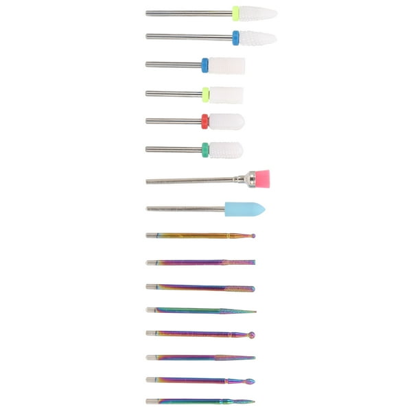 Broca profesional para decoración de uñas, 16 piezas, juego de brocas para máquina de manicura para eliminar piel muerta, claridad notable