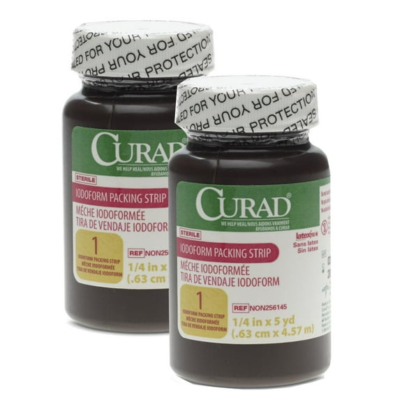Medline CURAD Sterile Iodoform Packing Strips 1/4"x 5 Yd, NON256145H (2 Pack)