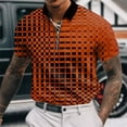 thumbnail image 3 of Men'S Polo Shirt Plaid Print Zip Polo T-Shirt Summer Short Sleeve Daily Casual Golf Shirt High Quality Tops Fashion Men Clothing, 3 of 6