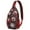 Red and Black, variant on Sling Backpack,Red and Black Checkered Christmas Snowflake Pattern Sling Bag with Water Bottle Holder,Waterproof Sling Bag for Men/Women with Headphone Jack for Hiking,Travel
