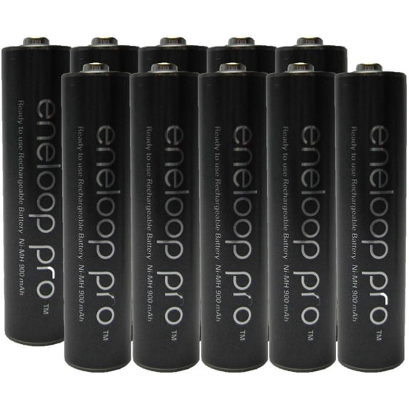 10 Panasonic Eneloop Pro AAA 950mAh Min 900mAh, High Capacity, Ni-MH Pre-Charged Rechargeable Batteries + Free Battery Holder
