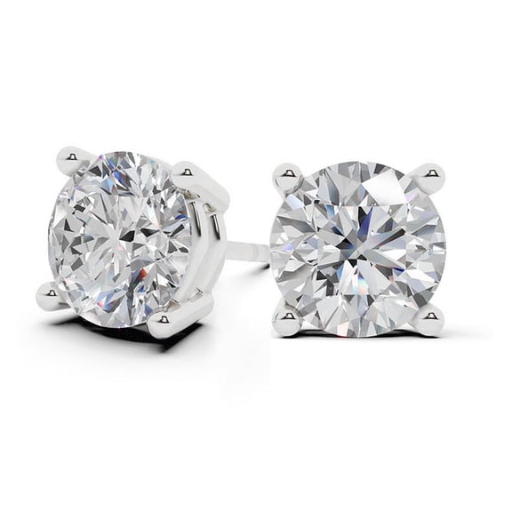 Unique Moments 1.00 Carat Round Lab Grown Diamond Stud Earrings for Women in Sterling Silver (G, SI)