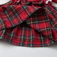 thumbnail image 5 of Baby Girl Clothes Ruffles Plaid Long Sleeve Dress with Bow Headband Fall Winter Outfit Red 18-24 Months, 5 of 6