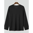 thumbnail image 6 of INCERUN Men's Waffle Pattern Long Sleeve Loose Simple Top Pullovers Casual V Collar Tee Shirt, 6 of 7
