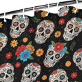 thumbnail image 3 of Black Colorful Skull Flower Pattern Shower Curtain 36"x72" ,Bathroom Decorative Shower Curtains Set with 12 Hooks,Modern Waterproof Washable Shower Curtain, 3 of 6