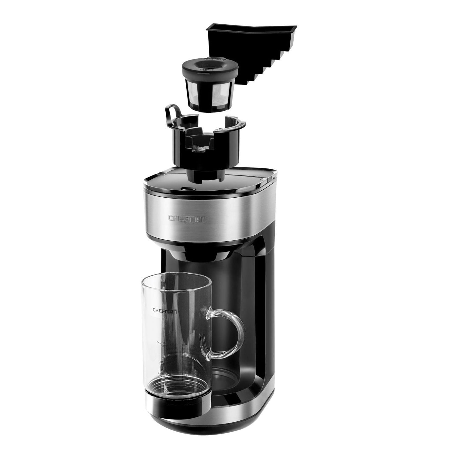 Chefman Froth + Brew Coffee Maker, K-Cup Pods & Grounds, Compact 20 oz, Mug & Filter Included