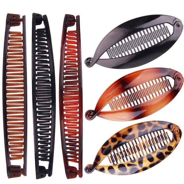 Pinzas para el pelo de plátano para mujer, peines clásicos de cola de pez, grandes, dobles, para cabello fino