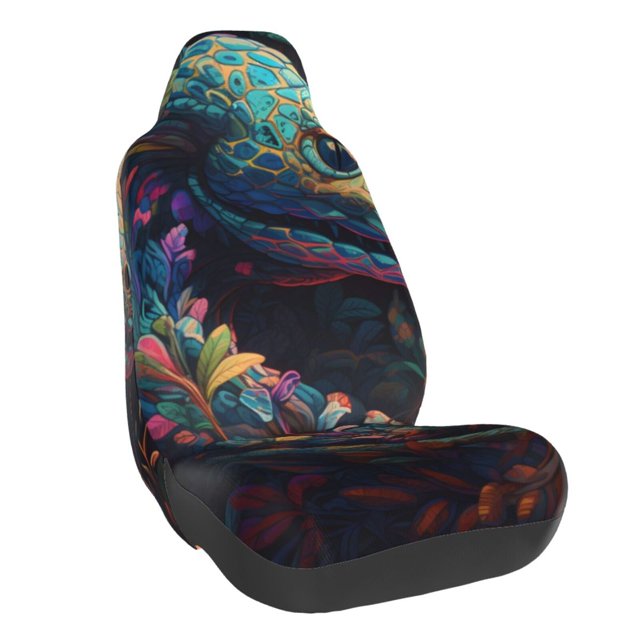 Balery Colorful Patterned Snake Funda de Asiento para Auto con Diseño - Cubierta Frontal Suave y Transpirable con Protector Antideslizante- 1 Unidad