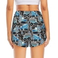 thumbnail image 4 of Uemuo Blue Excavator Pattern Women's Athletic Shorts High Waisted Running Shorts with Liner Pockets Gym Elastic Workout Shorts-Small, 4 of 9
