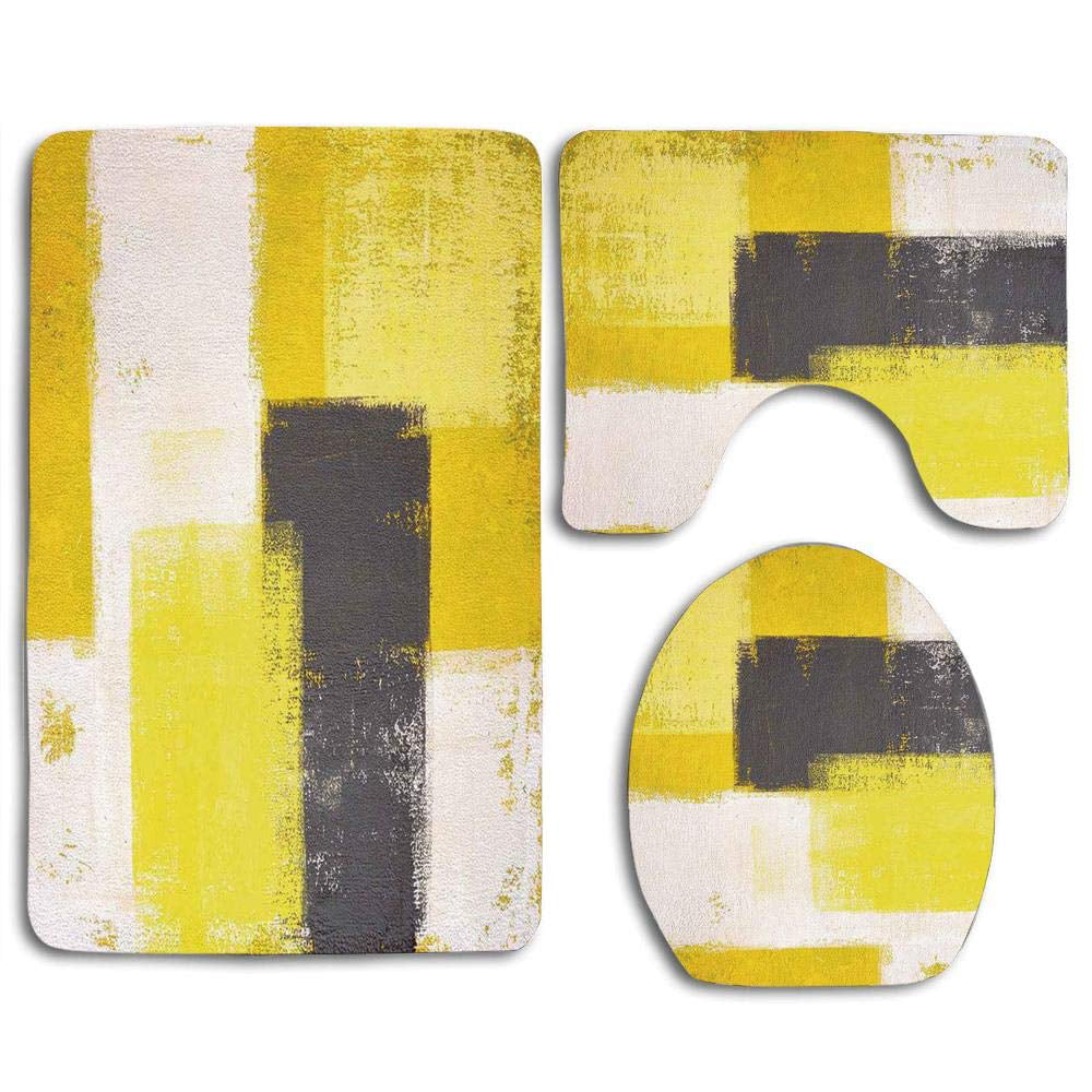 GOHAO Grey and Yellow Abstract Grunge Style Brushstrokes