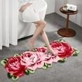 thumbnail image 2 of Rug Mat 4 Rose Rug, Handmade Rug Floral Mats 65x23.6 in, Non-Shedding Indoor Floor Easy Cleaning, Anti-Slip Modern Carpet Bedroom Mat, Floral Mats for Bedroom Sofa Bathroom (Pink), 2 of 9