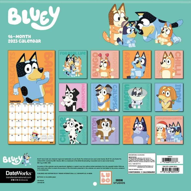 Bluey 2024 Square Wall Calendar Bluey Official Website