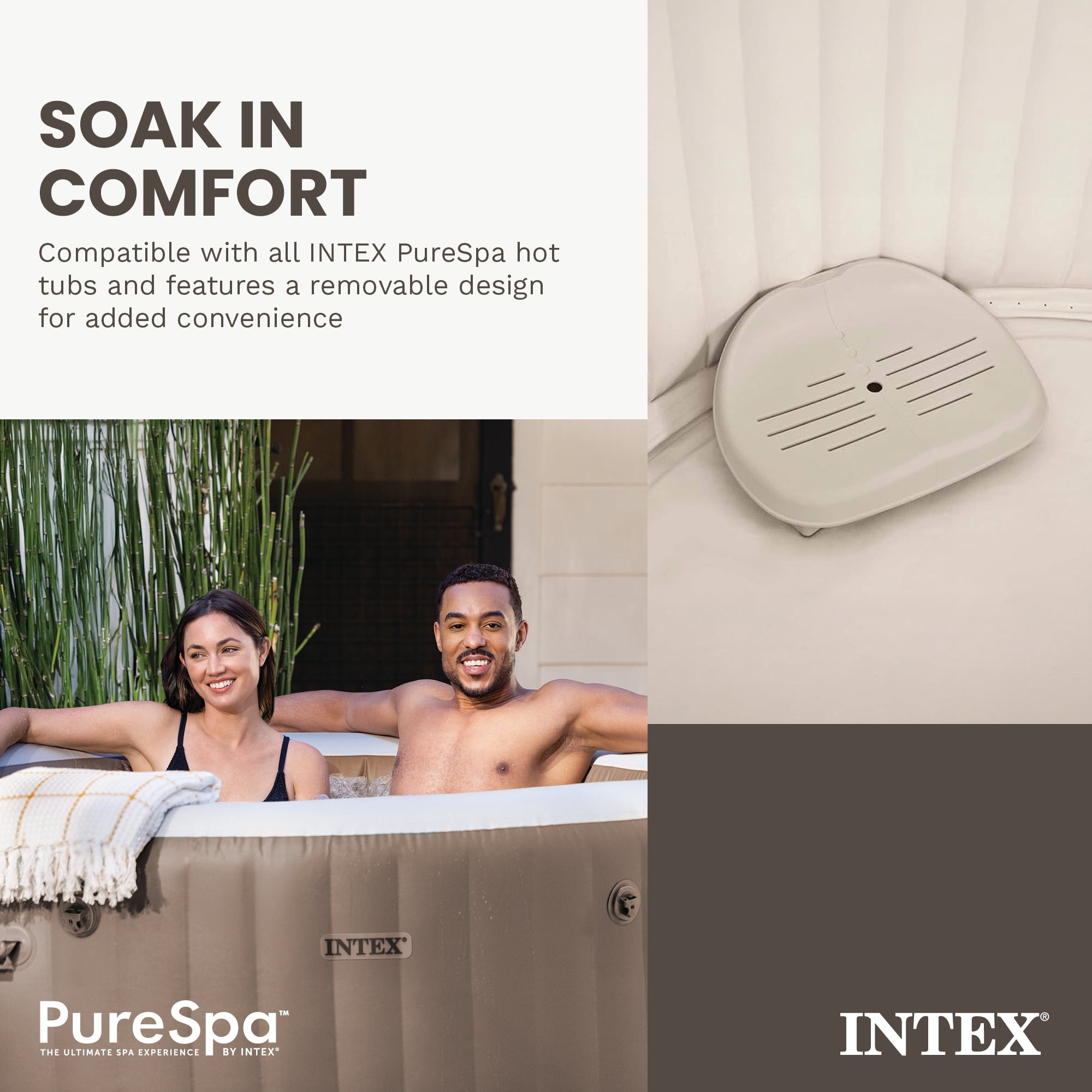 Intex PureSpa Slip Resisting Inflatable Removable Hot Tub Seat Accessory