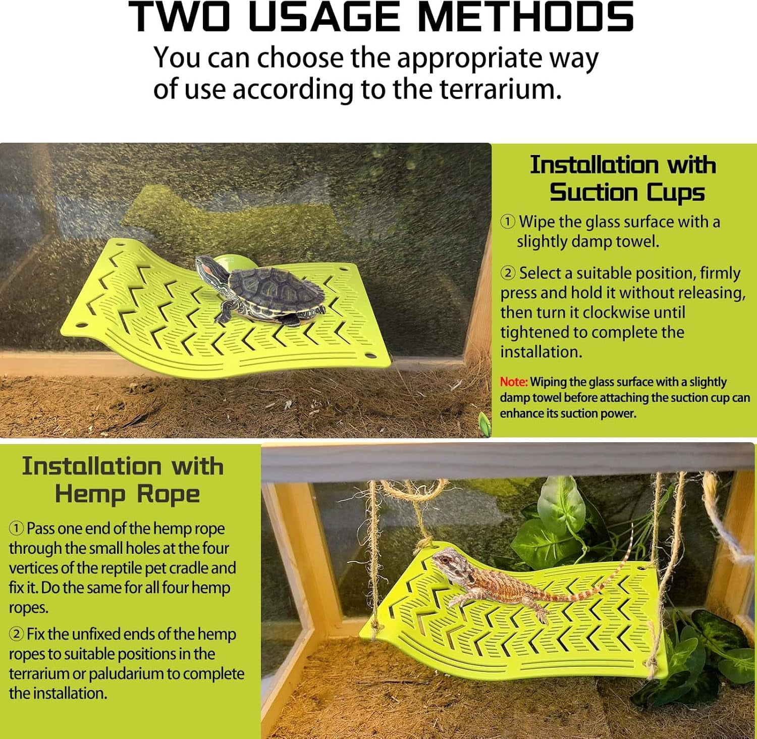 Bearded Dragon Hammock, Turtle Basking Platform with Suction Cups, Lizard Lounger, Reptile Hammocks Climbing Accessories for Crested Gecko, Frog, Snakes, Amphibian