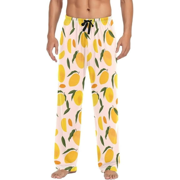 Top-kevin Men's Mango Pajama Pants Cotton Soft Comfy Straight-Fit Lightweight Pj Bottoms