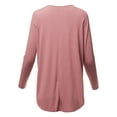 thumbnail image 3 of A2Y Women's Premium Solid Long Sleeve Dolphin Hem Shell Button Henley Top Shirt Dusty Rose L, 3 of 6