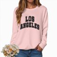 thumbnail image 2 of Towmus Women Long Sleeve Los Angeles Sweatshirts Casual Long Sleeve Raglan Shirts Cool Letter Print Pullover Tops, 2 of 5