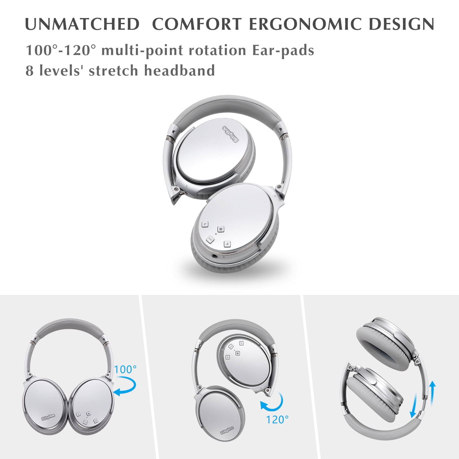 Srhythm NC35 Noise Cancelling Headphones, Wireless Bluetooth 5.3, 50+ Hours Playtime, Over-Ear
